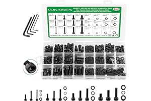 LUKAISEN 860PCS Metric Screw Assortment Kit, M2 M3 M4 M5 Machine Screws with Lock & Flat Washers, 12.9 Grade Alloy Steel, Metric Hex Socket Head Cap Nuts and Bolts Assortment Kit with 4 Wrenches