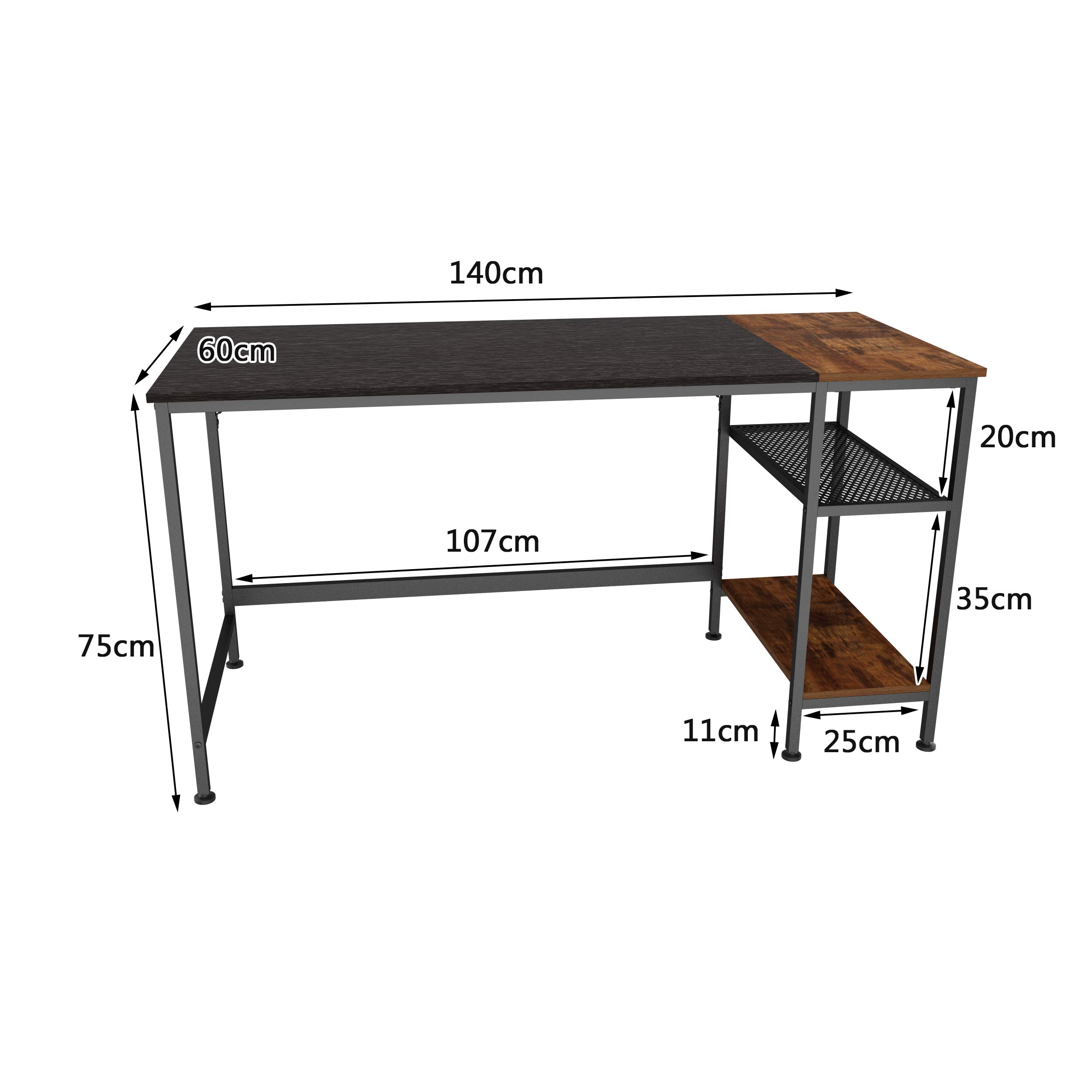 JOISCOPE Computer Desk with Shelves,Laptop Table with Grid Drawer,55 inches(Black Oak Finish)