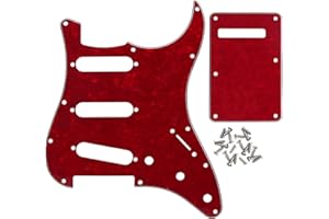 BexGears 11 Hole SSS Electric Guitar Strat Pickguard Backplate with Screws Standard Modern Style Guitar Parts (4Ply Red Pearl)