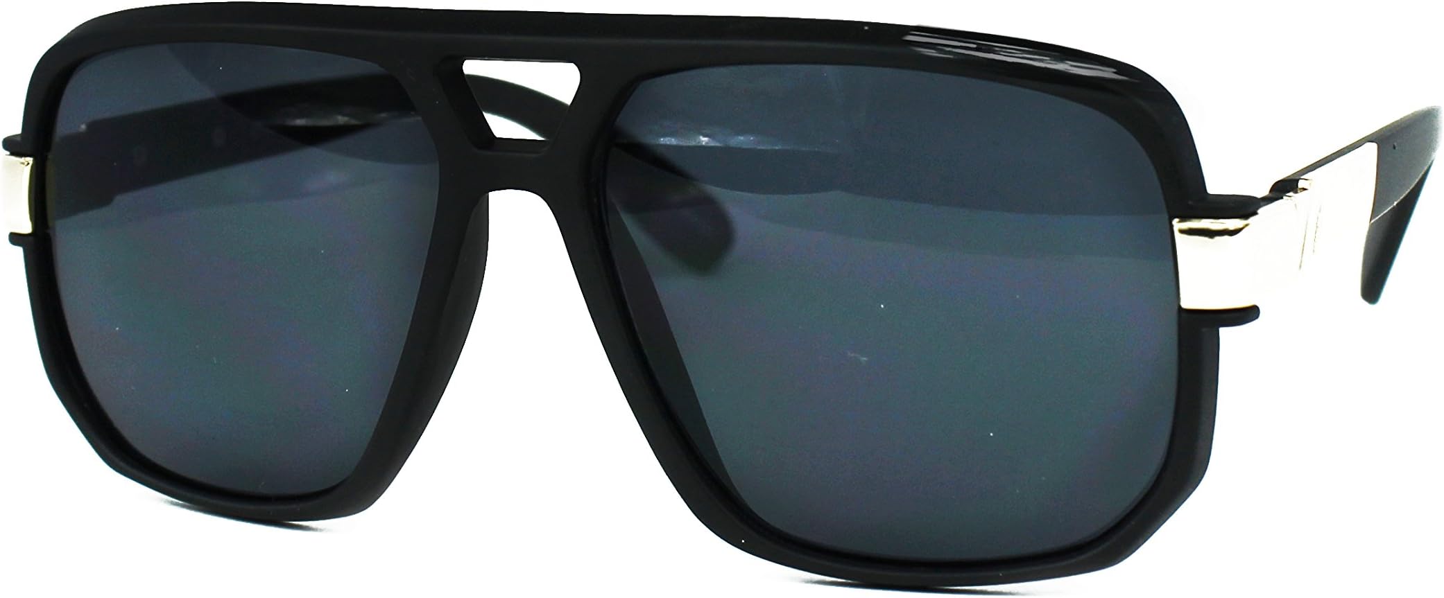 Classic Aviator Square Frame Plastic Sunglasses (Shiny Black)