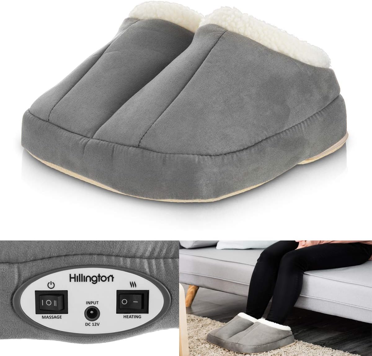 FiNeWaY Electric 2 in 1 Heated Foot Massager & Warmer Comfort Fleece