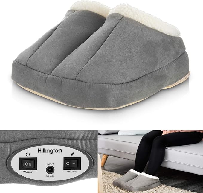 FiNeWaY Electric 2 in 1 Heated Foot Massager & Warmer Comfort Fleece