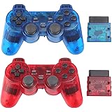 Wireless Controller for PS2 Playstation 2 Dual Shock 2 (ClearRed and ClearBlue)