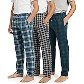 Real Essentials 3 Pack: Boys' Fleece Pajama Pants Soft PJ Bottoms for Kids Youth Teens Sleepwear (Ages 5-18)