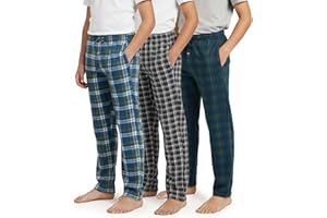 Real Essentials 3 Pack: Boys' Fleece Pajama Pants Soft PJ Bottoms for Kids Youth Teens Sleepwear (Ages 5-18)