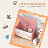 ZONEKIZ Toy Box with Lid Pink Safety Hinge Cute Design 39x60x37 cm view 5