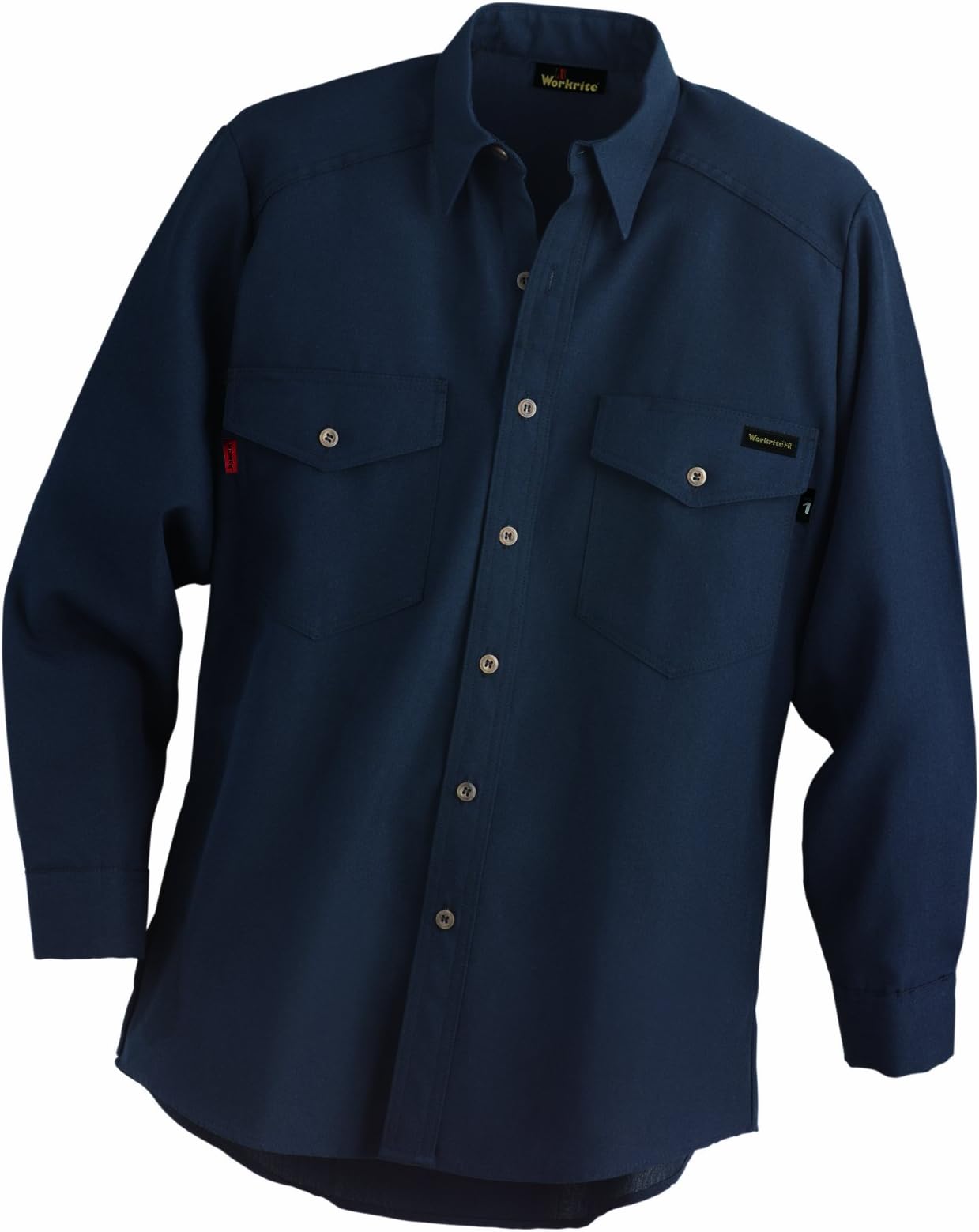 Workrite 290NX45NB44-0R Flame Resistant 4.5 oz Nomex IIIA Long Sleeve Utility Shirt, Button Cuff, 44 Chest Size, Regular Length, Navy Blue
