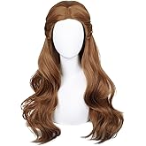 TSNOMORE Princess Cosplay Wig Long Light Brown Wavy Synthetic Hair with Braid Wig Cosplay Costume Carty Halloween Wig