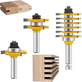 OLETBE 3 PCS Router Bit Set 1/2-Inch Shank Round Over 6 Finger Panel Cabinet Ogee Door Rail and Stile Router Bits Sets Woodworking Wood Cutter, Wood Carbide Groove Tongue Milling Tool