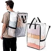 TAILI 2 Pack Clear Moving Bags w/Adjustable Backpack Straps, Moving Supplies, Moving Boxes Alternative, Heavy Duty Storage Totes for College Packing, Camping Backpack for Travel, Dorm, Laundry