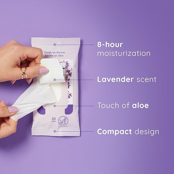 WET ONES ANTIBACTERIAL HAND WIPES, LAVENDER SCENT WIPES | TRAVEL WIPES CASE, ANTIBACTERIAL WIPES | 20 CT. TRAVEL SIZE WIPES (PACK OF 1)