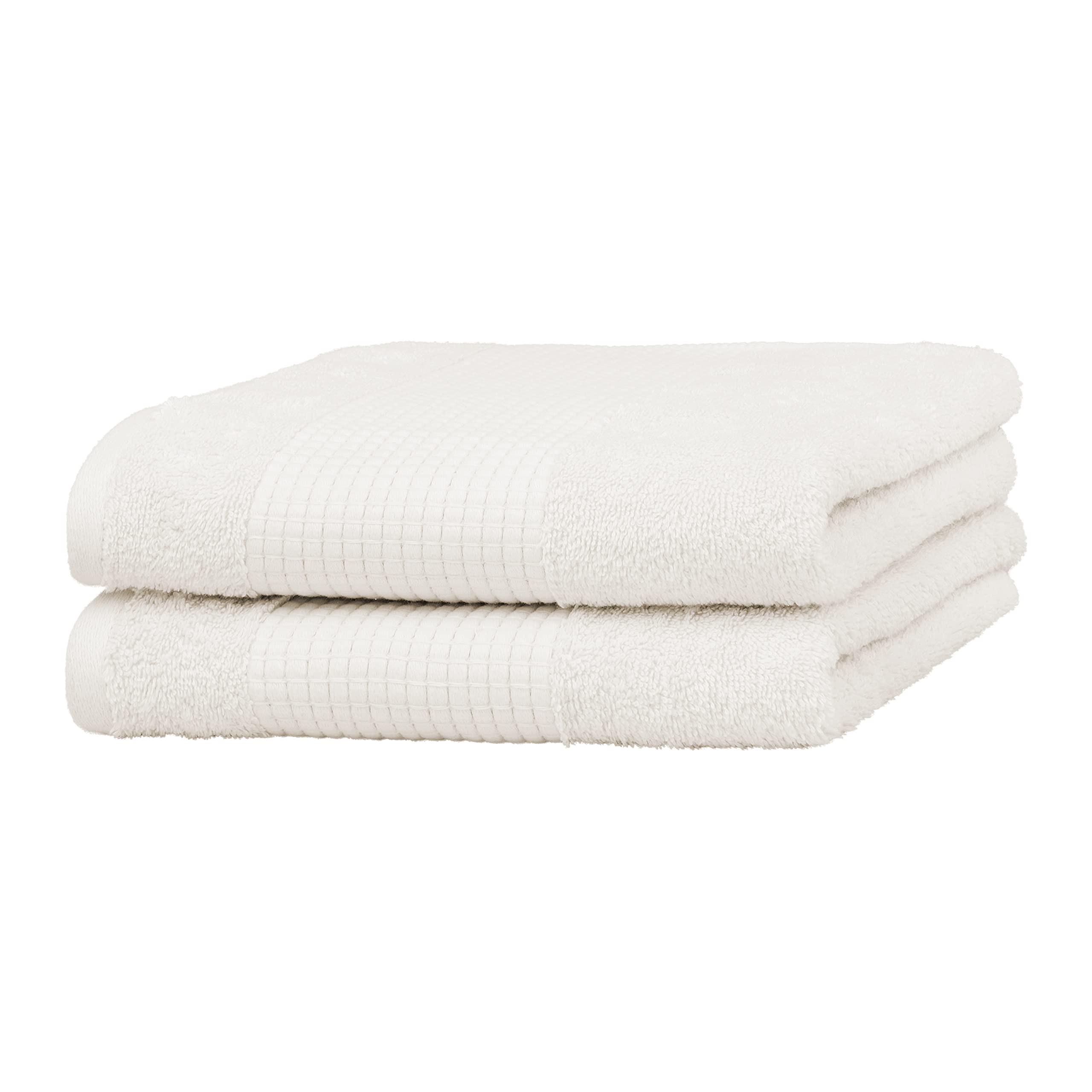 Merana Hand Towel Set, Absorbent, Soft and Lint Terry Towel Quality Made of Heavy Organic Cotton 590 GSM (Coconut, 2 x Hand Towels (50 x 100 cm)