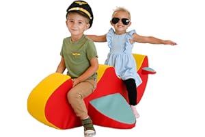 Children's Factory Rocket The Double Airplane, Red and Yellow Foam Kids Stool, Toddler Soft Seating Chair for Daycare, Preschool and Home, Lightweight and Easy to Clean, Little Explorers Collection