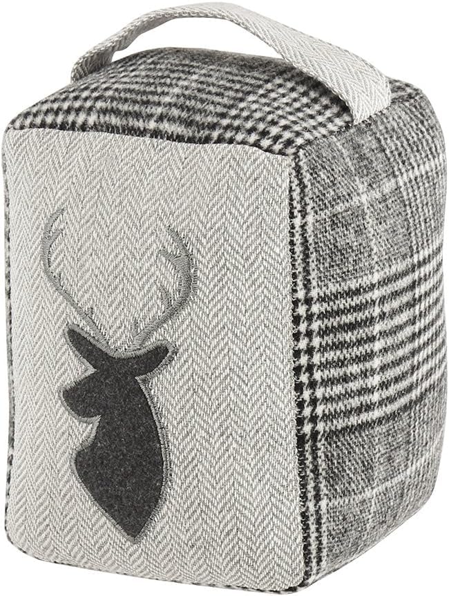 Fabric Door Stop Grey Tweed 1.4kg Embroidered Fabric Stag Doorstop Home Gift