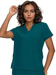 floralhue Scrub Tops for Women, Curved V-Neck Scrub