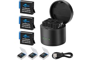 KUNLUN 3-Pack Hero 8 Batteries and Charger Set, Compatible for GoPro Hero 8/7/6 Black, Fits for GoPro Hero 8 Black, Hero 7 Black, Hero 6 Black Camera (Fully Compatible for Original)