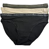 Calvin Klein Women`s Motive Cotton Bikini Panty 3 Pack (US, Alpha, Medium, Regular, Regular, Black(qp2336-210)/g-b)
