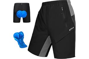 KPSUN Men's Mountain Bike Shorts 3D Padded Baggy Bicycle Riding Cycling Shorts Quick Dry Lightweight Biking Shorts