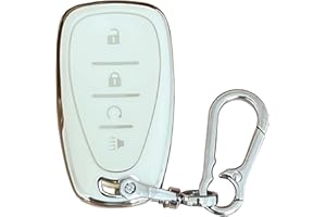 WKEDQAF Key Fob Cover Fit for Chevy Keyless Entry Remote Control Key Protective Cover Fit for Chevy 2016-2020 Malibu Cruze Camaro Volt Blazer Traverse (Silver-White)