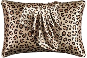 LCBD Silky Satin Toddler Pillowcases Pack of 2, 13x18 Inches Cheetah Print Travel Pillowcases with Envelope Closure, Small Kids Pillow Cases Covers, Gold Leopard
