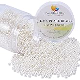 PandaHall Elite 3mm About 2000 Pcs Tiny Satin Luster Dyed Glass Pearl Round Loose Beads Assorted Lot for Jewelry Making Beige