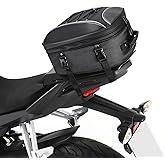 KEMIMOTO Motorcycle Tail Bag, Dual Use Motorcycle Rear Seat Bag with Waterproof Rain Cover, 22L-34L Expandable Motorbike Helmet Bag Luggage Storage Backpack with 6 straps