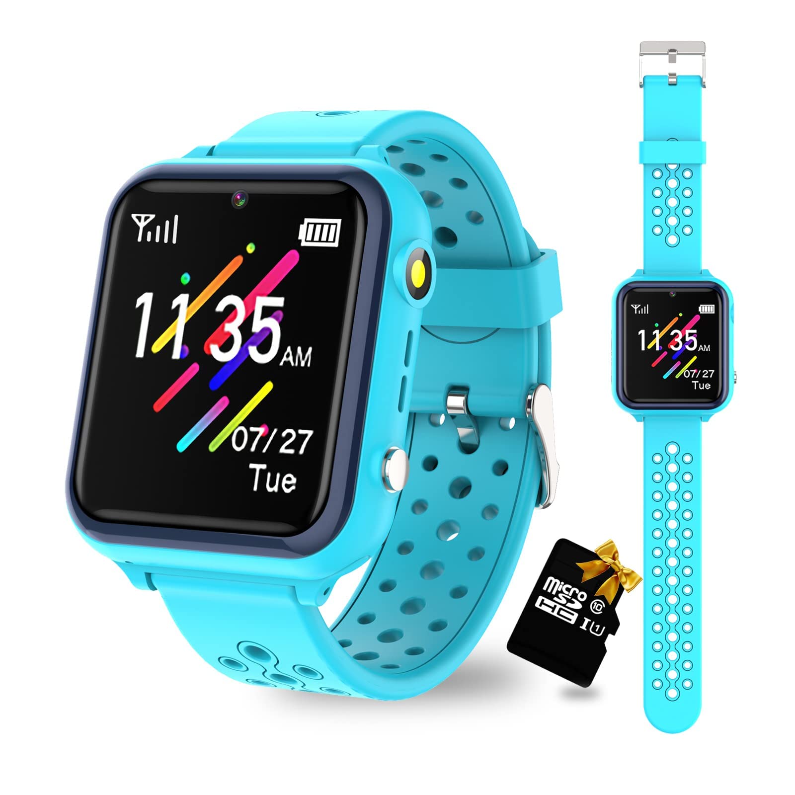 Retysaz Kids Smart Watch 16 Game Smart Watch for kids Phone Fashion Smartwatches for Children 3-14 Great Gifts To Girls Boys Electronic Learning Toys (Blue)
