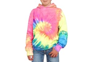 PUITEKLY Boys Girls Hoodies for Kids Sweatshirt Tie Dye 3D Hooded Pullover Long Sleeve Tops with Pocket Size 6-14 Years
