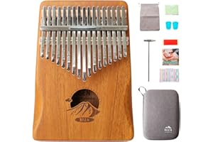 RISEN LIFE Risen Kalimba, Gradient Brown 17 Keys, Thumb Piano, Metal Keys with Scale Engraving, Capybara Design,Small Musical Instrument, Gifts For Beginner, Music Love (Mountain and Clouds Natural Wood)