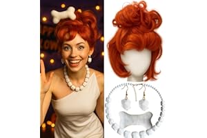 Swooflia Orange Bun Wig for Women & Cosplay Wig Accessories - Convenient Set for Halloween, Costume, Party and Daily Use, Includes Necklace, Earings, Cosplay Wig with Adjustable Wig Cap (Wig1-09)