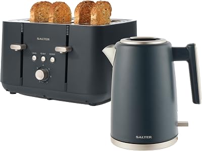Salter Marino Kettle and Toaster Set 1.7L 3kW 4-Slice Blue Grey