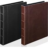 Marspark 2 Pcs Leather 3 Ring Binder Hardback,1.5 Inch,Brown, Black | Letter Size 8.5x11 Holds 200 Sheets, Vintage Padded Cover, 2 Inner Pockets, Professional Document Organizer for Officiant
