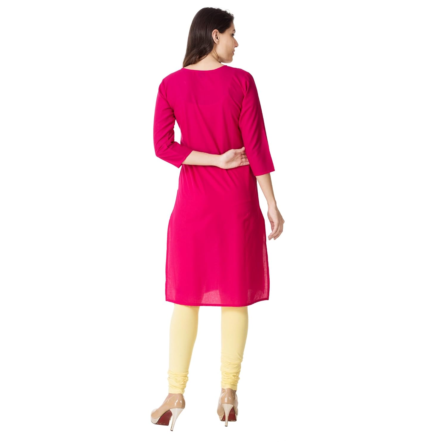 m&d women's cotton embroidered straight kurti