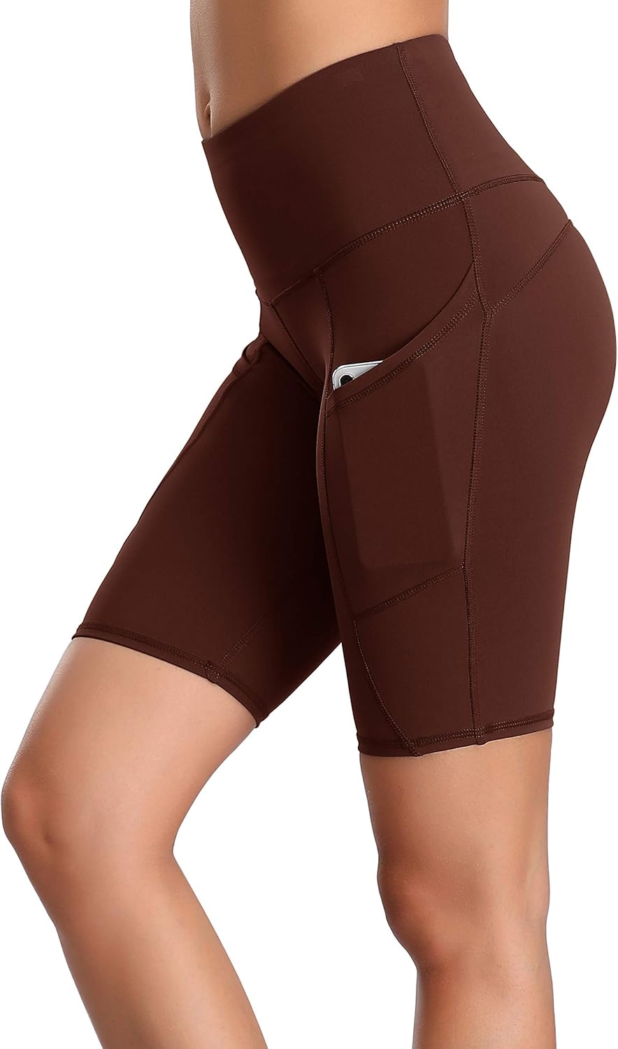 Oalka Women's Short Yoga Side Pockets High Waist Workout Running Shorts: Clothing