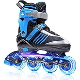 PAPAISON Adjustable Inline Skates Boys Ages 4-16, Roller Skates for Girls Kids Ages 5-8 8-12 with Full Light Up Wheels, Outdoor Skates Illuminating Skates for Children Teens Women