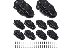 10 Pack Black Duckbilled Toggle Hasp Latch, Toggle Hasp Latches, Chest Latches Hardware with Screws for Jewelry Box,Wood Boxe