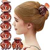 RC ROCHE 6 Pcs Octopus Hair Claw Clip for Women Thick Hair Round Jaw Pumpkin Jumbo Extra Big Cute Slip Secure Grip Strong Classic Clamp, Medium Brown
