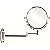 DecoBros 9.8-Inch Two-Sided Swivel Wall Mount Mirror with 7x Magnification, 13.5-Inch Extension, Nickel