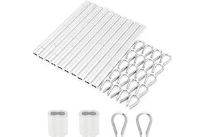 PNXKTXO 3/16" Wire Rope Thimbles 20Pcs + 100Pcs M5 Wire Rope Sleeve,Aluminum Crimping Loop Sleeves Cable Crimps Ferrules Stainless Steel Thimble Rigging for Diameter 6mm Cable