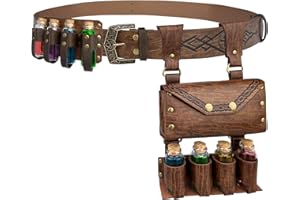 EpicCos Medieval Alchemy Belt Waist Pack Combo with Multiple Potion Bottles, Viking Rivet Belt Side Pouch for Cosplay