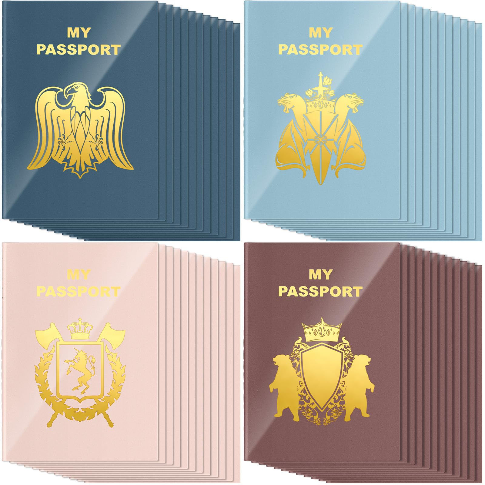 Photo 1 of Lincia 48 Pcs Blank Passport Notebook Fake Passport Book Travel Journal Book Party Favor Bulk for Halloween Travel Classroom Supplies(Cold Color)
