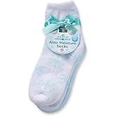 Earth Therapeutics Thera-Soft Aloe/Vitamin E Moisturizing Socks, Baby Blue/Snowflakes: 2 Pairs