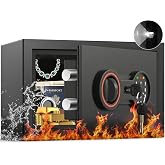 0.5Cub Mini Fireproof Safe, [0.5H 1700&deg;F Protection] 14.8Lbs Heavy Safe Box | TRUE FIRE PROTECTION, NOT JUST METAL BOX, Alarm System, Sensor LED Light, Upgraded Hidden Hinge, Wall Mountable Small Safes
