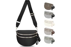 TORRYZA Spacious Nylon Checkered Crossbody Bum Bag for Women, Fashion Checkerboard Fanny Pack Purse with Large Capacity