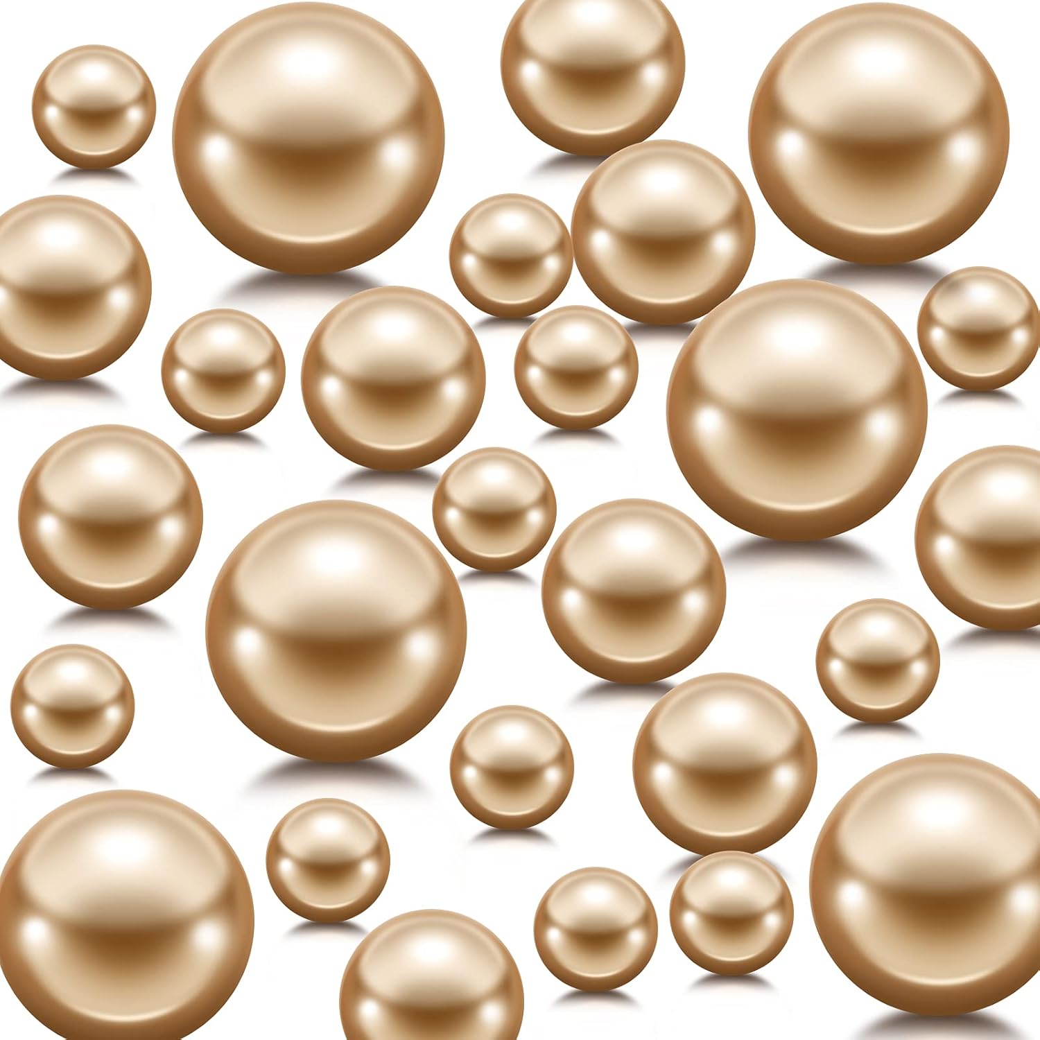 Vase Fillers - Hicarer 120 Pieces Pearl for Vase Filler Pearls Bead for Vase Makeup Beads for Brush Holder Assorted Round Faux Pearl Beads for Wedding Home Decor, 14/20/ 30 mm (Gold)