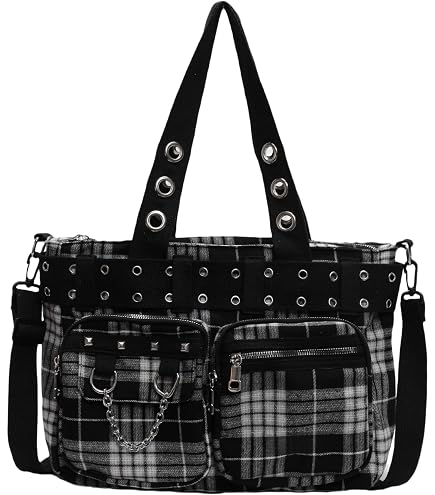 Amazon.com: Rise Up Handcuff Goth Punk Rock Black and Purple Plaid