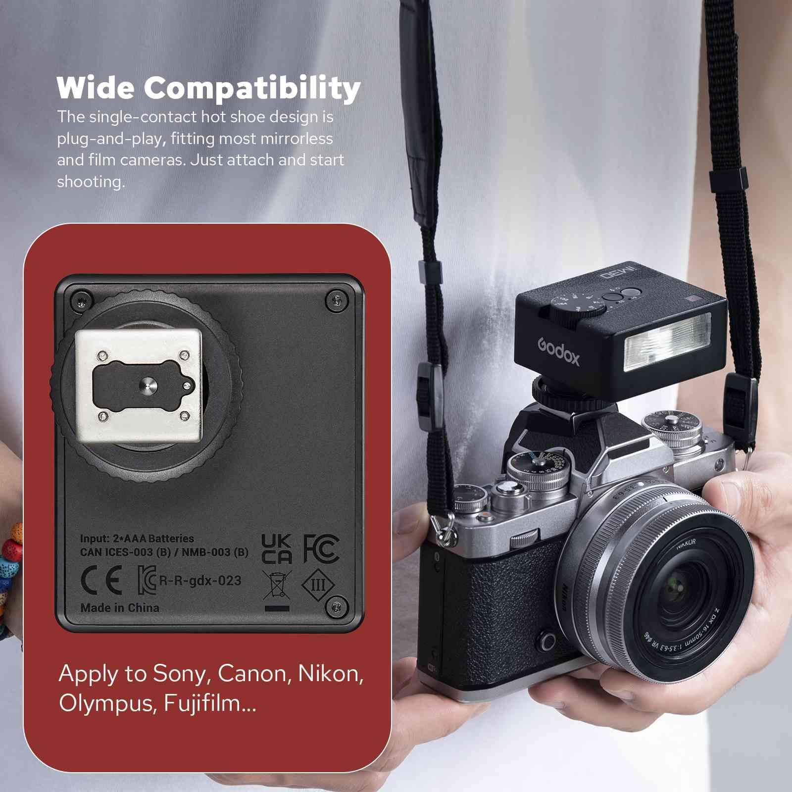 Godox iM30 Mini Kamera Blitz,GN15 mit 7-Stufen Flash Power,CCT 6500K±200K mit S1/S2 optischer Steuerung für Canon/Sony/Fuji/Nikon/Panasonic/Olympus, für Kameras mit Single-Contact Hotshoe 3