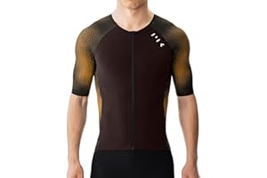 MY KILOMETRE Men's Triathlon Top Full Zip Short Sleeve Tri Shirt, Quick-Dry, UPF 50+ Protection with Reflective Back Pockets