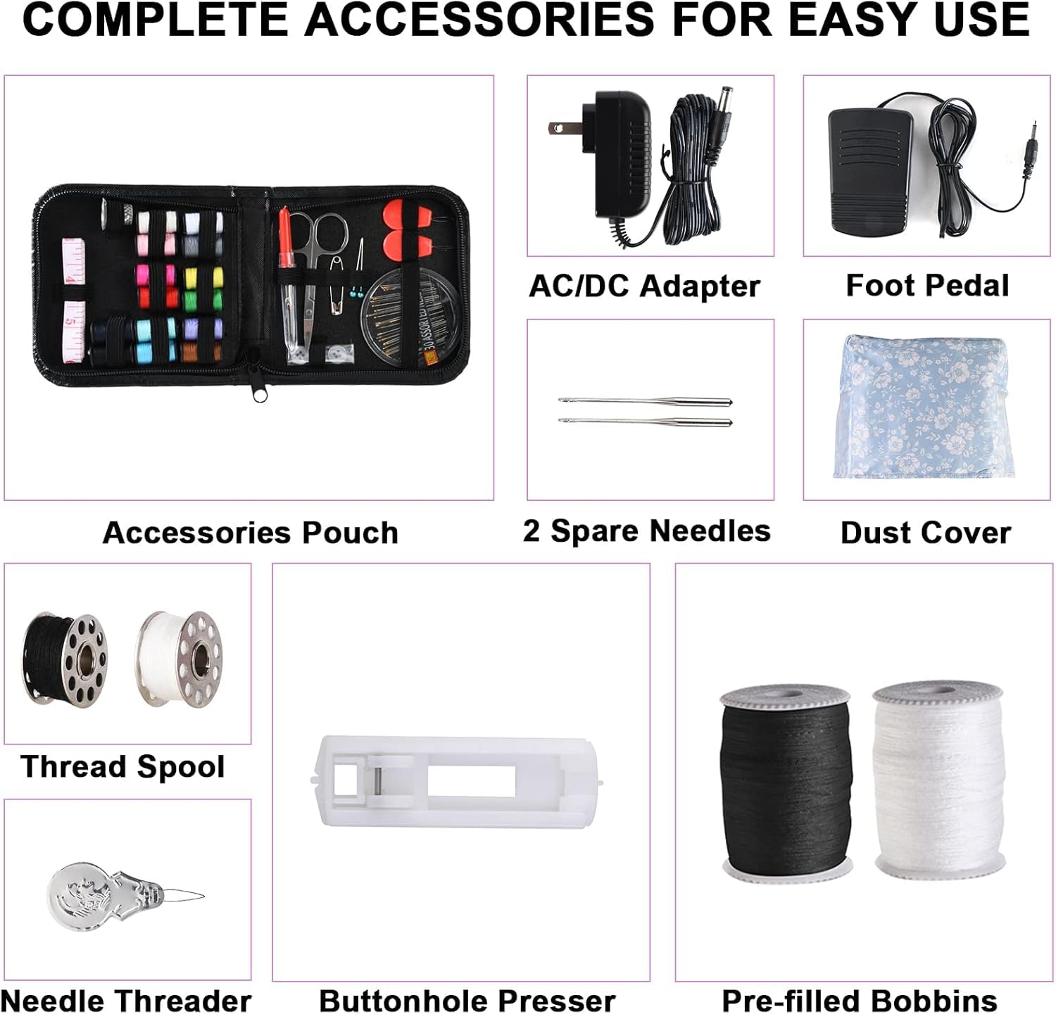 Sewing Machine for Beginners & Kids, Mini Portable Sewing Machines with 12 Built-in Stitch Patterns, 2-Speed Foot Pedal, Perfect for Teaching Daughter Granddaughter to Sew(27 Pieces Sewing Kit & Case)