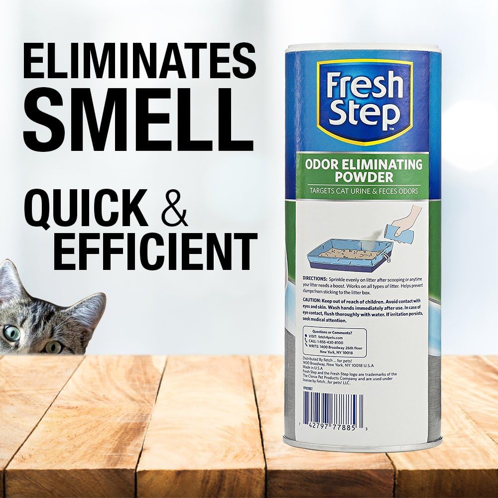 Fresh Step Cat Litter Box Odor Eliminating Powder | Cat Deodorizer For Litter Box, 16 Ounces: Pet Supplies